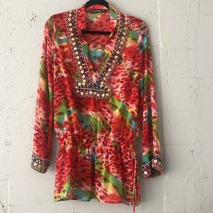 Hand embellished cover up